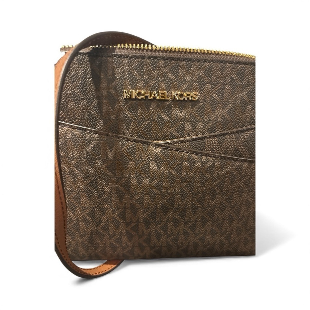 Michael Kors Jet Set Travel Medium Dome Crossbody in Brown Signature Canvas-NWT - Picture 5 of 9